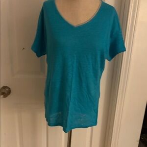 Chico's Teal Short Sleeve V-Neck Top